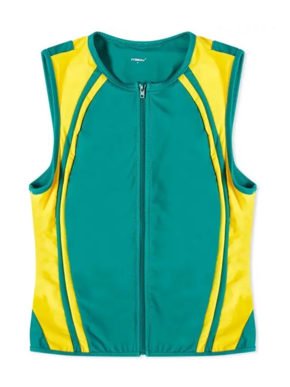 Miaou Teal and Yellow Zip-Front Men’s Swim Tank
